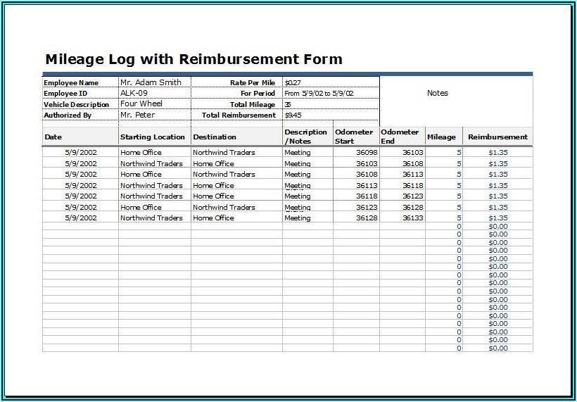 Mileage Log Pdf Form