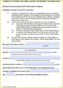 Montana Temporary Guardianship Forms