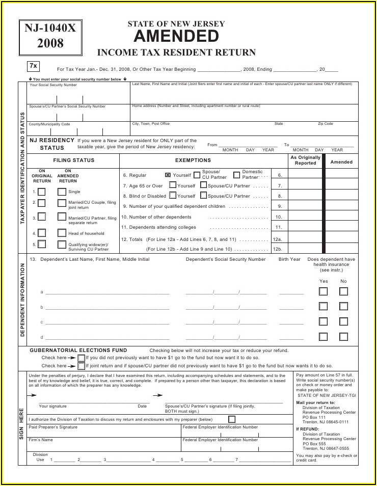 Nj State 1040 Tax Form 2017