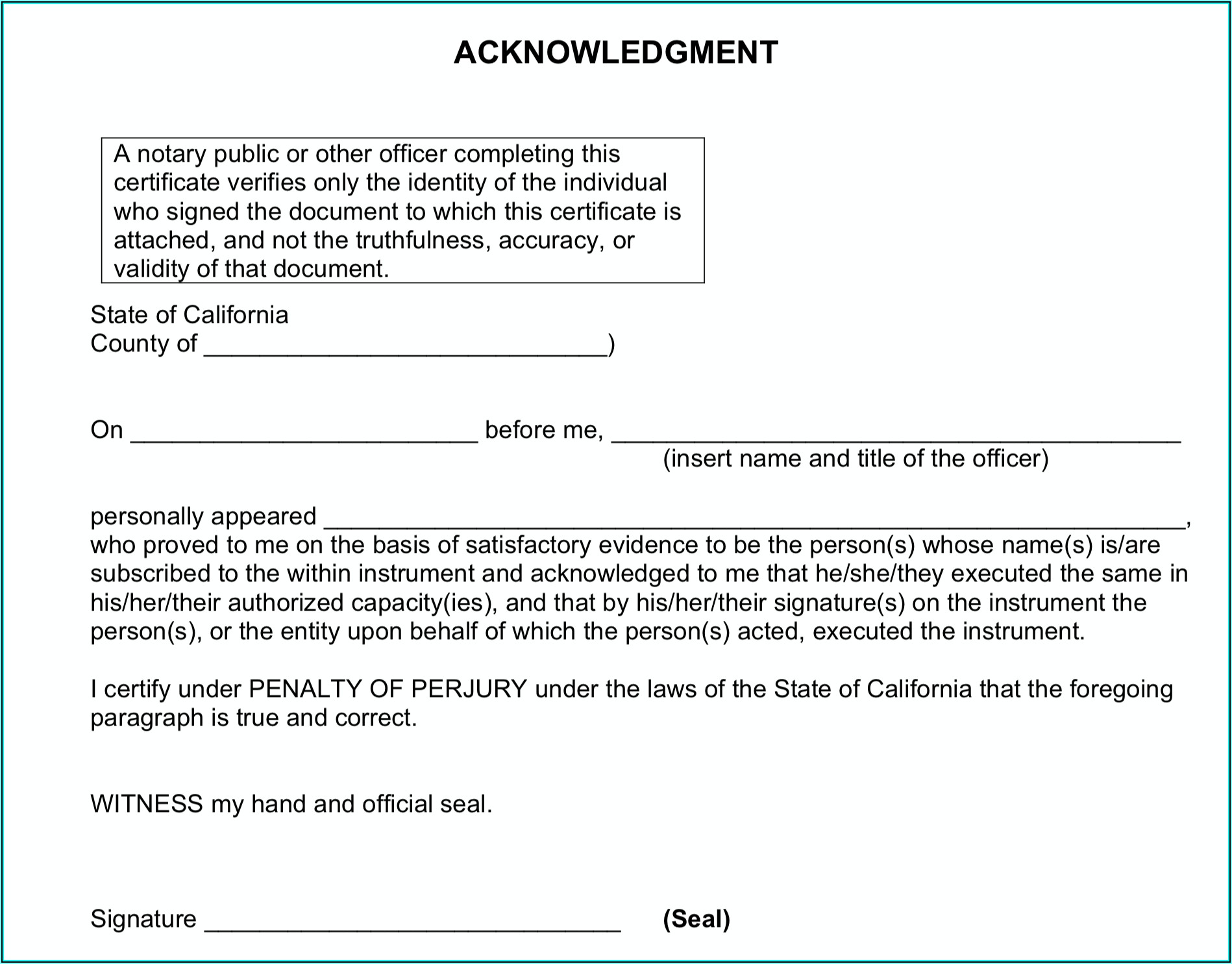 Notary Forms California 2019