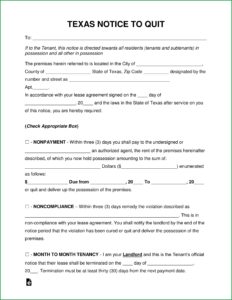 Notice Of Eviction Template Uk