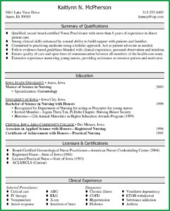 Nurse Practitioner Curriculum Vitae Template