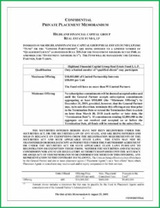 Offering Memorandum Template Free