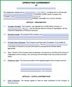 Operating Agreement For Llc Template Missouri