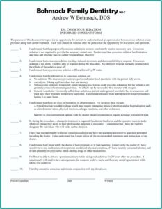 Oral Sedation Consent Form Dentistry