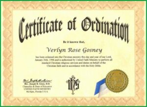 Ordained Minister Certificate Template