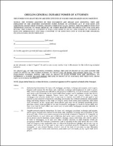 Oregon Durable Power Of Attorney Forms