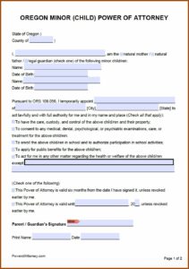 Oregon Power Of Attorney Form Instructions