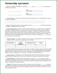 Partnership Agreement Template Uk Pdf