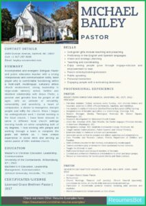Pastor Cv Template
