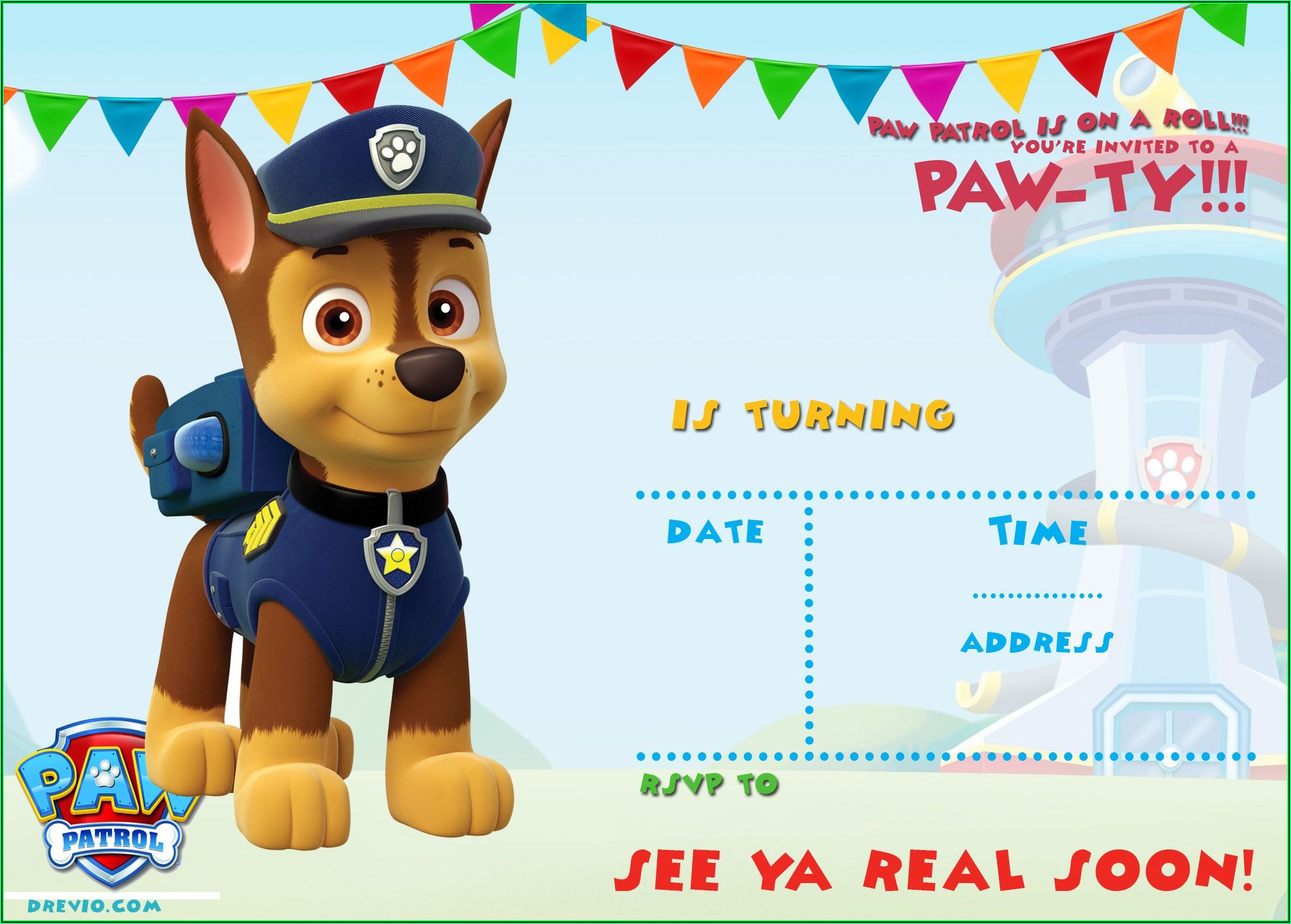 Paw Patrol Birthday Invitation Template Free