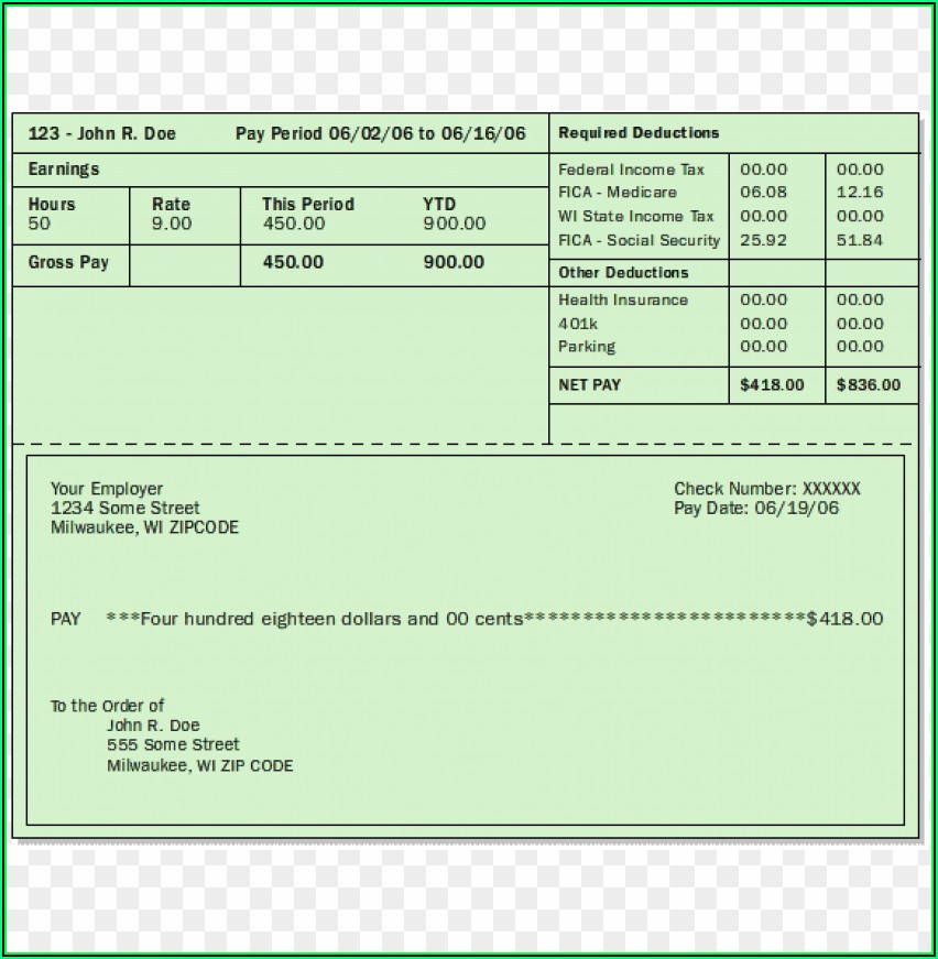 Paycheck Stub Template Word