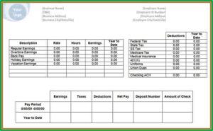 Payroll Check Stub Template