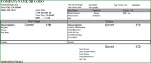 Payroll Pay Stub Template Free
