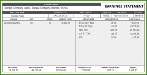 Payroll Paycheck Stub Template