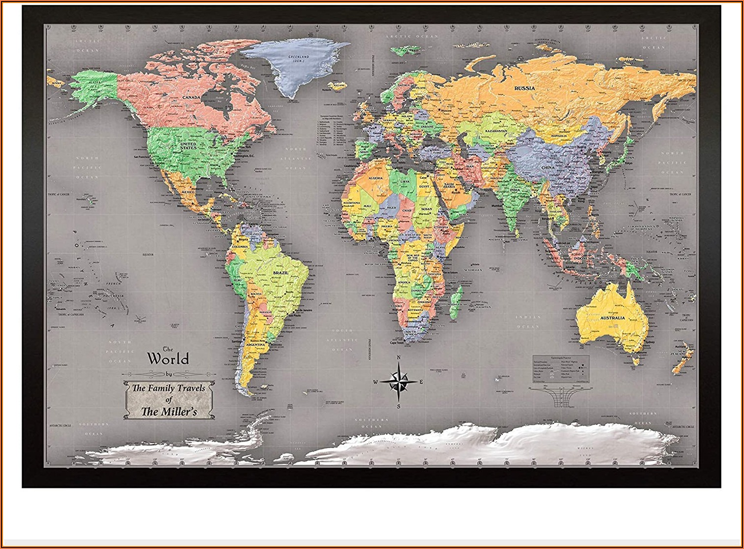 Personalized World Travel Map Magnetic