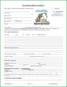 Pet Sitter Checklist Template Free