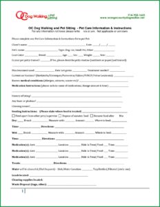 Pet Sitting Instructions Template Free