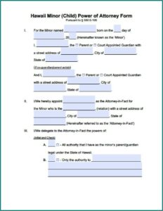 Power Of Attorney Form Hawaii State