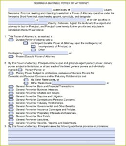 Power Of Attorney Nebraska Short Form