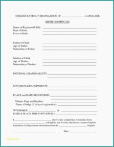 Printable Birth Certificate Translation Form Pdf