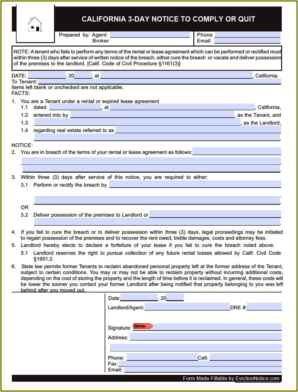 Printable Eviction Notice Form California