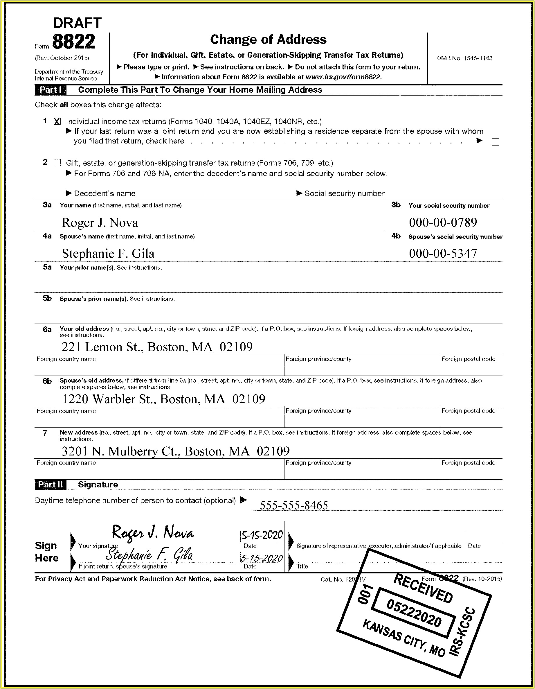 Printable Irs Form 8822 B