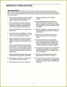 Proform Hybrid Trainer Manual