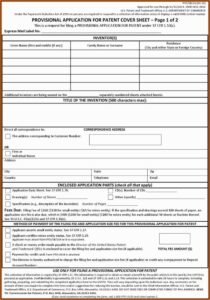 Provisional Patent Application Form Download