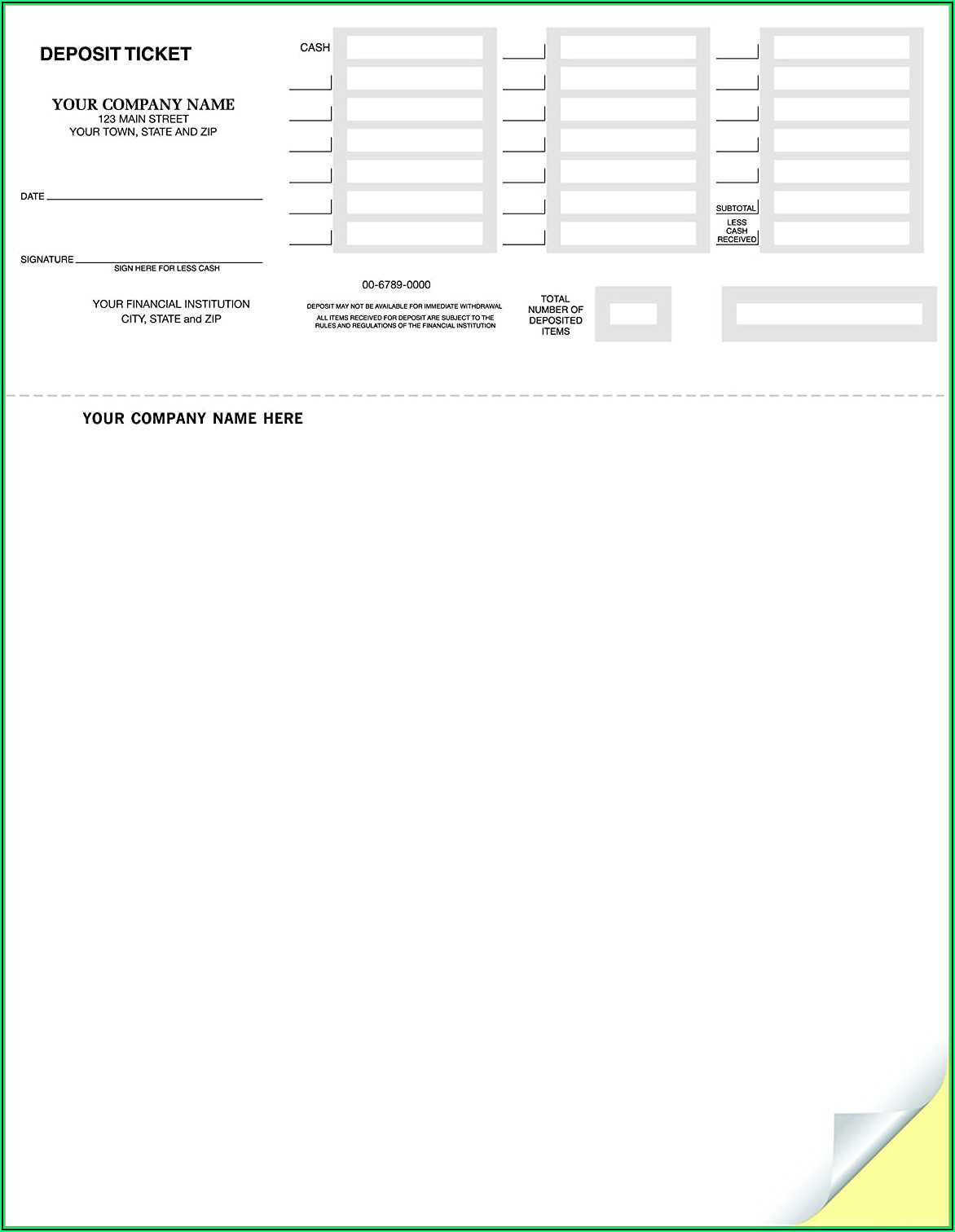 Quickbooks Bank Deposit Slip Template