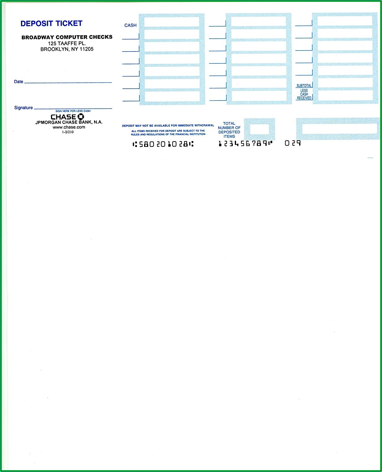 Quickbooks Online Deposit Slip Template