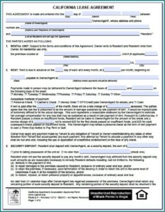 Rental Agreement Form California In Spanish