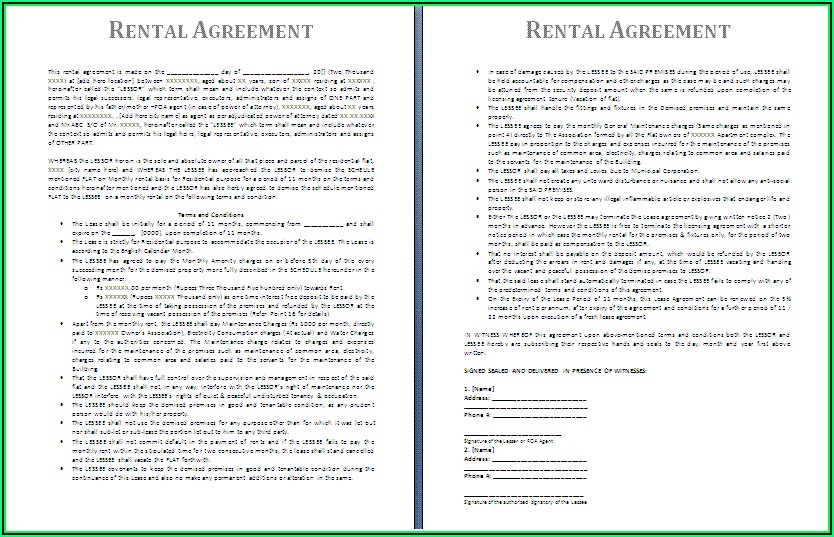 Rental Agreements Forms
