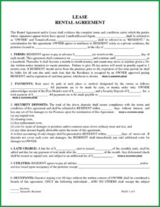 Rental Agreements Printable Free