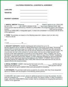 Rental Agreements Templates Free