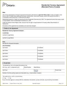 Rental Lease Agreement Form Ontario