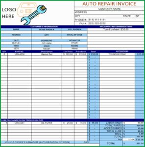 Repair Invoice Template Excel