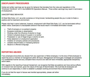 Restaurant Employee Handbook Examples