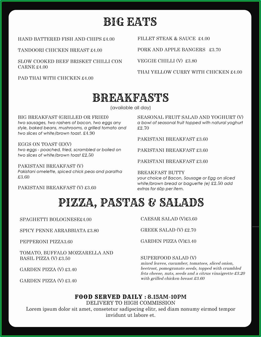 Restaurant Menu Template Microsoft Word