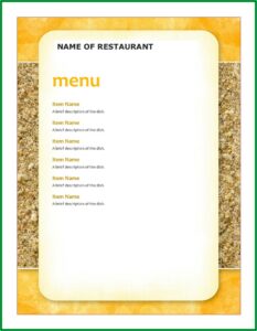 Restaurant Menu Template Word Download