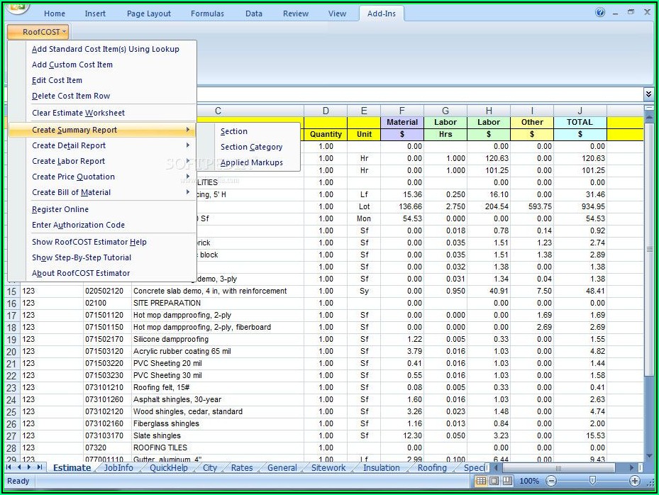 Roofing Estimate Template Free Download