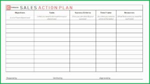 Sales Action Plan Template Word