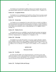 Sample Church Bylaws Template