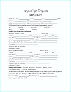 Sample Daycare Enrollment Forms