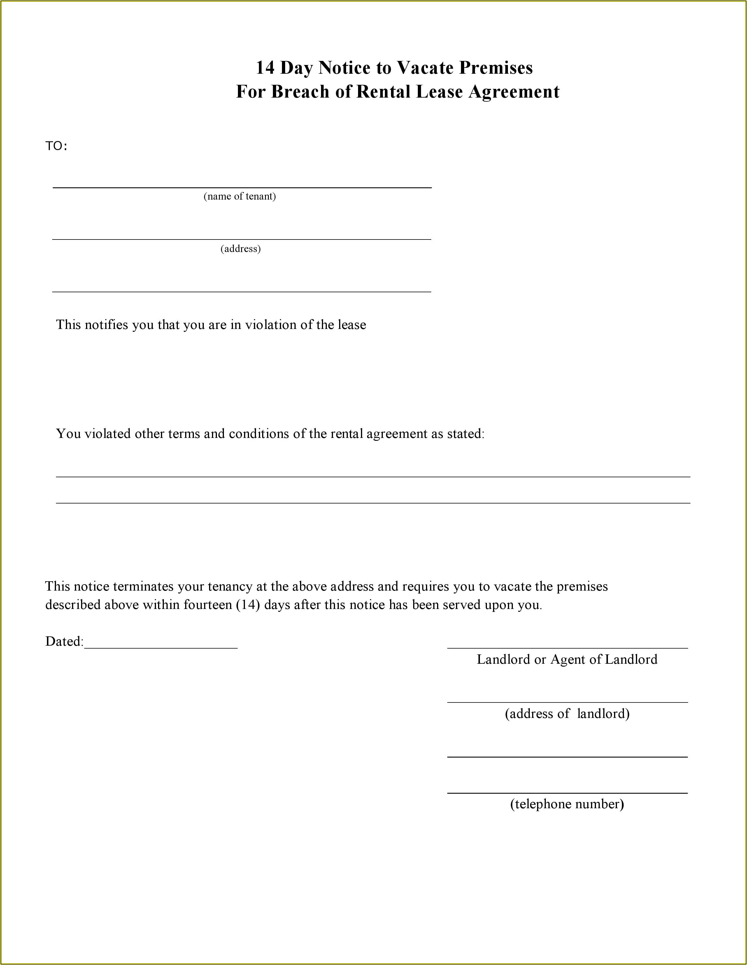 Sample Eviction Notice Form