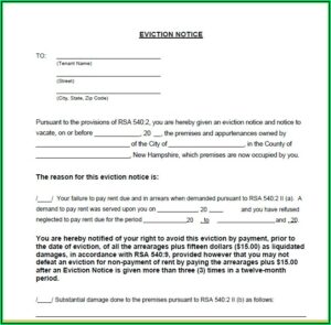 Sample Eviction Notice Word Template