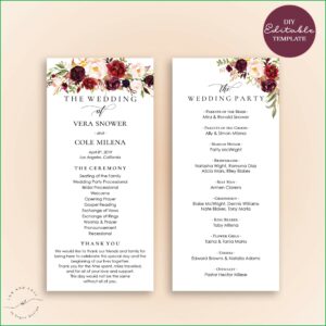 Sample Tri Fold Wedding Program Templates