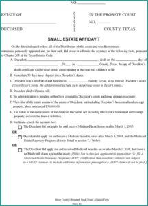 Small Estate Affidavit Form Bexar County Texas