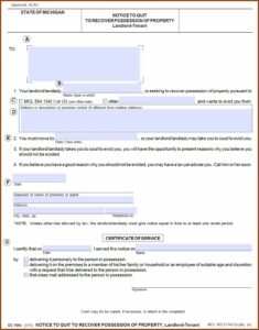 State Of Michigan Eviction Notice Forms