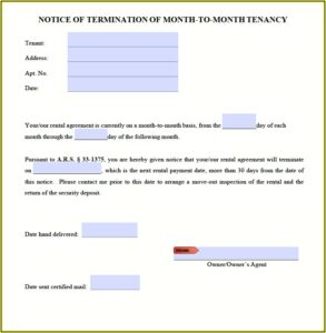 Tenant 30 Day Notice To Vacate Form Arizona